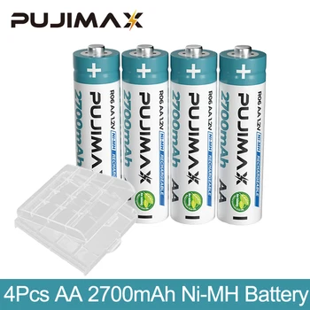 PUJIMAX 4 бр 2700 ма 1.2 АА Акумулаторни Ni-MH акумулаторни Батерии За Фотоапарат Играчка Безжична Мишка Клавиатура Геймпад Без Живак и кадмий