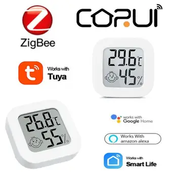 CORUI ZigBee Sasha Интелигентен Сензор за Температура И Влажност на въздуха LCD Дисплей Интелигентен Дом Автоматизация и Дистанционно Управление на Подкрепа Алекса Google Home