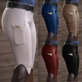 Дамски Панталони Панталони Плътен Цвят Еластичен Джоб Лифтинг На Бедрата Конни Надбягвания Панталони