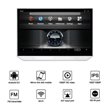 Облегалката за глава Монитор Android 9,0 12 HDMI Автомобилен TV Плейър дисплей 13,3-инчов Сензорен Екран BT Bluetooth USB Видео FHD 1080P-Рефлексен линк