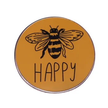Щастлива Малката Пчела Сладки Телевизионни Брошки с Насекоми Икона за Чанти с Ревери Обтегач Бижута Подарък За Приятели