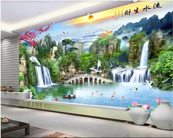 3d фото тапети по поръчка стенопис Китайски стил планински водопад природни пейзажи стая начало декор тапети за стени, на рула