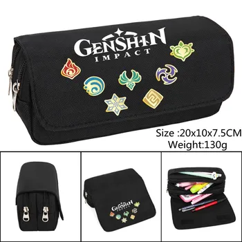 Играта Genshin Impact молив случай Аниме Рисунка Грим Косметичка Студентски Канцеларски материали Многофункционални флип Чанта Подарък