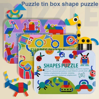 Геометрични Пъзели Детски Играчки, Детска Градина Интелект Танграм Дървени Детски Образователни Творчески Играчки