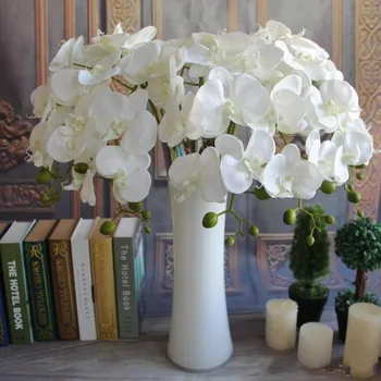 100 см Дължина на изкуствен бял Phalaenopsis коприна пеперуда на Цвете Орхидея за Коледната Украса на Дома Вечерни Украса за доставка