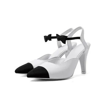 2021 Нови Летни дамски сандали на висок ток-висок ток с лък, модни дамски обувки в тон
