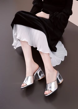 2021 Летни Нови Удобни дамски сандали на висок дебел ток Модни тънки и високи сандали на висок ток-C5-5