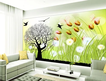 Потребителски детски тапети, Цветя и дървета, 3D мультяшная стенопис за хола, детска стая, разтегателен фон тапети