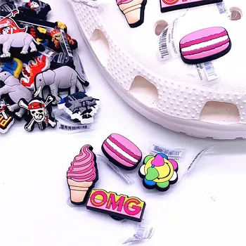 Дропшиппинг OMG Окачване За Обувки PVC Rose Сладолед Macaron Deaigner Обувки, Сандали и Аксесоари за Croc JIBZ Детски Празнични Подаръци F15AL