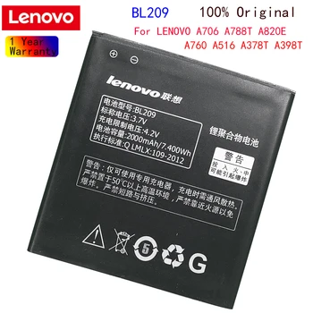 Оригинална батерия на Lenovo 2000 ma/ч BL209 За LENOVO A706 A788T A820E A760 A516 A378T A398T на батерията
