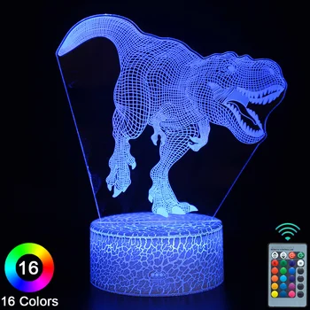 Динозавър Led 3D Нощни Светлини Докосване на Дистанционното Управление Новост Настолна Лампа Декор Коледен Подарък За Рожден Ден -№1087