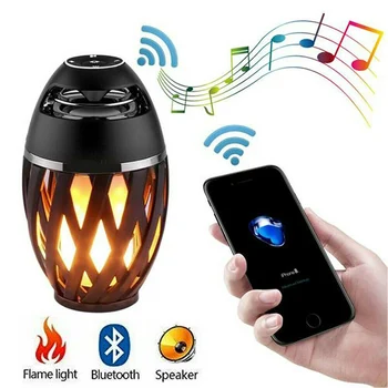 Led Лампа С Пламък Преносим USB Bluetooth Високоговорител Открит Факел Музикален Плейър Къмпинг Атмосфера на Партито Нощна Лампа