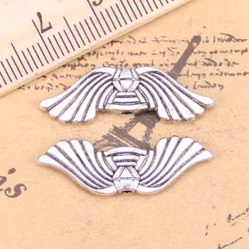 62 бр. Бижута Окачване на крила на ангел топчета 10x30 мм Антични със сребърно покритие за Окачване Осъществяване направи си САМ Ръчно изработени Тибетски Сребърни Бижута