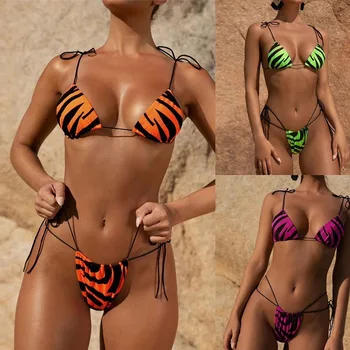 Бански костюми дамски модел Джапанки на Плажа еластична Превръзка Бикини Комплект Плажни Дрехи, Бански Бикини