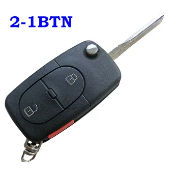 Флип Ключ 2 + 1 Паника 3 бутони на Дистанционното на Ключа на Автомобила за Носене на Ключодържател Без Ключ За Audi A4 A6 A8, TT Quattro, S4 S6 S8 HU66 нож