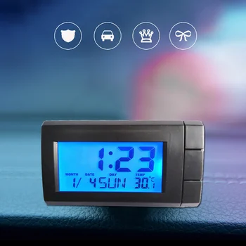 Автомобилни Електронни Дигитални Часовници Температурен Термометър с LCD Дигитален Дисплей Часовник Самозалепващи Автоматични Часовници Мини Автомобилна Декорация