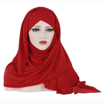 Хиджаб е Мюсюлманин за Жени, Модерен и Традиционен Национален Памук Обикновен Тънък Шал, Обикновен Мек Тюрбан, Превръзка на Главата, Маски за Жени