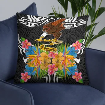 Американска Самоа Възглавница Орел С Тропически Цветя, Декоративни Калъфки За Възглавници Хвърли Калъфка Декорация На Дома