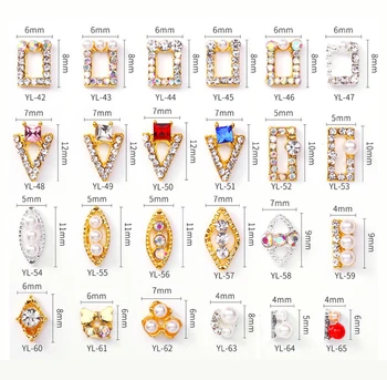 100 бр./лот, висулки за нокти, златна квадратна бяла форма, метални 3D Декорации За нокти, стикер за нокти, аксесоари, принадлежности, направи си сам, извити