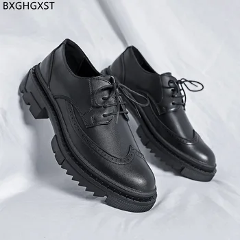 Черни броги Мъжки Модел обувки Кожени Ежедневните Бизнес Обувки Мъжки Луксозни Маркови Елегантни мъжки Обувки 2022 Zapatos Chaussure Homme