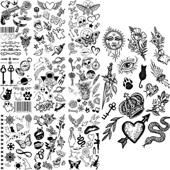 Слънчевата Корона Змия Меч Временни Татуировки За Възрастни И Деца Реалистичен Баркод Пистолет Устните Астронавт Фалшиви Татуировки Стикер Татуировки