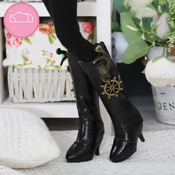 Обувки за кукли BJD подходящ за 1/3 от размера, модни дамски обувки на висок ток с остър пръсти в стила на жокера, черно стил