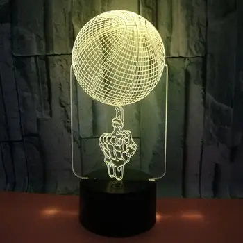 Готин Подарък Въртене Баскетболно 3D Led Лампа 7 Цвята Промяна USB лека нощ Настолна Лампа Детски Подаръци малка странична Лампа