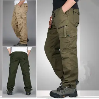 Пролетта открит нов гащеризон, мъжки памучни преки свободни ежедневни панталони за катерене с множество джобове, военни панталони, автомати панталони