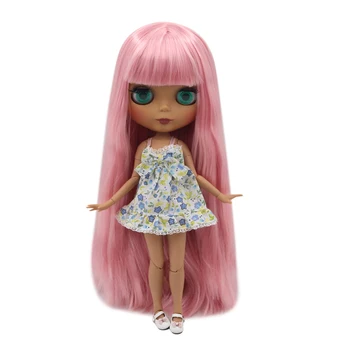 Ледената кукла DBS Blyth гола кукла с тъмна кожа, розови дълга права коса и матово лице и тяло BL6022