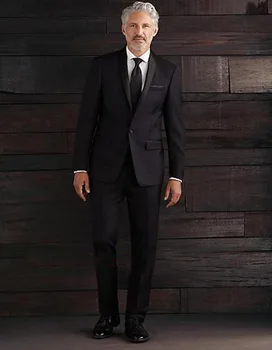 2018 Бизнес Сватбени Класически Мъжки Черни смокинги с шал на една пуговице, палта с ревери, Брючный костюм, Най-добър мъжки костюм за (яке + панталон)