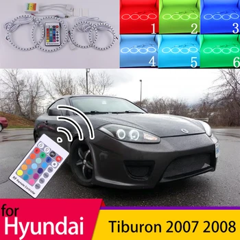 RGB многоцветен Дистанционно Управление Halo Пръстен Ангелски Очи Led Светлини и Светлинни Пръстени за Hyundai Tiburon 2007-2008 GK FL2 Аксесоари