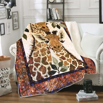 Флисовое одеяло с 3D принтом Жираф за Пикник, Гъст Модно Покривки, Шерпа, Покривки, Директен Доставка