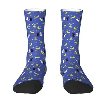 Sailor Манга Мъжки Чорапи За Екипажа на Унисекс Модни 3D Печат Супер Луната Kitties Момиче Обличам Чорапи