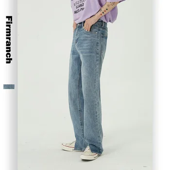 Мъжки/Дамски Дълги Дънки с намаляване на белезници и прави штанинами, Ретро-панталони, Японски и корейски стил, Реколта Панталони 90-те години