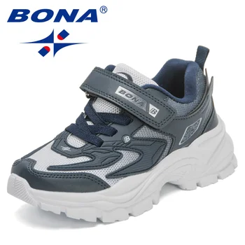 BONA 2022 Нова Дизайнерска Спортни Обувки за Момчета, Маратонки за Бягане, Ежедневни Обувки, Дишаща Детска Мода Обувки, Обувки за ходене