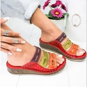 От 2021 г. с Нова Дамски обувки Модни Летни Сандали на платформа с Каишка в римски стил На Танкетке Ежедневни Сандали с отворени пръсти Sandali Donna