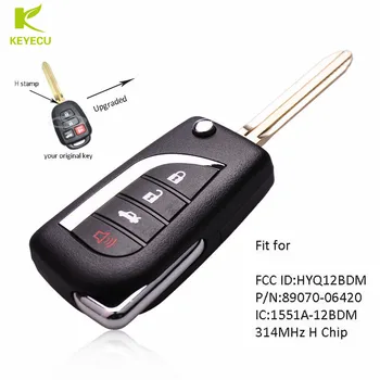 KEYECU Подмяна Обновен Дистанционно Ключ 3 + 1 Бутон 314 Mhz за Toyota Corolla, Camry 2014-2016 С чип H FCC ID: HYQ12BDM