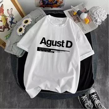 Тениска с принтом Agust D, Градинска Женска тениска с Къс ръкав, KPOP D-2, Албум, тениска Harajuku, 2021, Ежедневни дамски летни Тениски