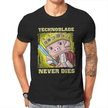 Мъжки Тениски Ретро Technoblade Never Dies Реколта Тениски От Чист Памук, тениски С Къс Ръкав, Облекло, с Кръгло Деколте, Голям Размер