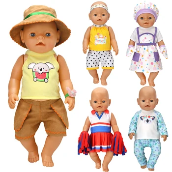 Подходящ за 43-45 см Играчки новородено кукла и американската кукла с Моден костюм на подтяжках, ковбойская шапка Подарък за момичета