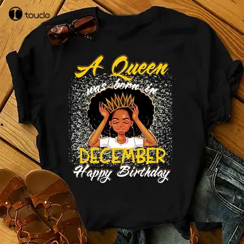 Кралицата е Родена през Декември Ризи Дамски Тениски На рождения Ден на Летните Потници Плажни Тениски Удобни Цветове Тениска Xs-5Xl Подарък към Поръчката