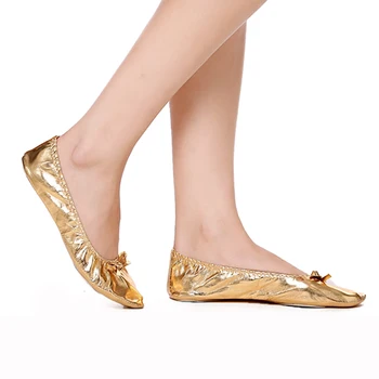 USHINE стелки за грижа за краката на равна подметка, От изкуствена кожа, със златен покрив, меки индийски дамски обувки за танц на корема, кожени обувки за танци, обувки за момичета