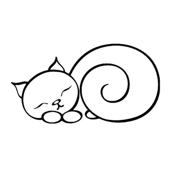 Черен/Сребрист Спящата Котка Автомобили Стикер на Крауч, Мързелива Котка Vinyl Стикер 17,9*9,6 СМ