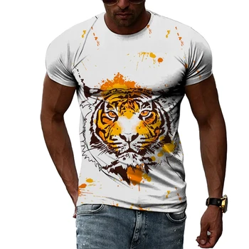 Лятна Мода Хладен Стил Тигър Графичен Тениски За мъже Ежедневното Тенденция 3D Личност Хип-Хоп Harajuku Печатни Къс Ръкав Топ