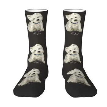 Забавни Мъжки Сладки Чорапи За Кучета Уест Хайленд Уайт Териер, Унисекс, Удобни Чорапи с 3D Принтом, Чорапи За Кученца Westie