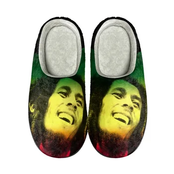 Bob Marley Reggae Rasta Singer Домашни Памучни Чехли По Поръчка, Мъжки И Дамски Сандали, Плюшен Ежедневни Утепленная Обувки, Термо Чехли