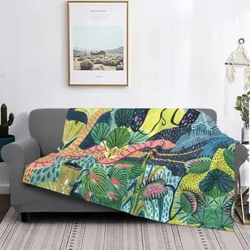 Brandon Holt Dschungel Druck Decke Fleece Öl Malerei Tropische Pflanzen Leichte Werfen Decken für Home Дивана Bettdecke