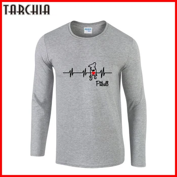 TARCHIA 2022 Нова Мода Момче Мъжете С Дълъг Ръкав Мъжки t-shirt Тениска С Принтом Питбуля Тениска 100% Памук Плюс Размер Homme на Извънгабаритни