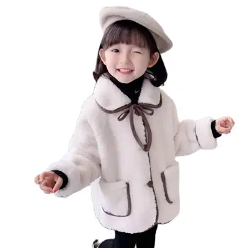 Флисовое палта за момичета Плюс размера на Корейското Зимно детско палто, Детски Дебели Кожени Якета, Детски Връхни облекла 1-2-3-4-5-6 години