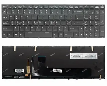 Нова Оригинална клавиатура QWERTY на американски и английски език За лаптоп Clevo Sager NP8151 NP8152 NP8153, Цветен кристал със задно осветление, Черна Рамка